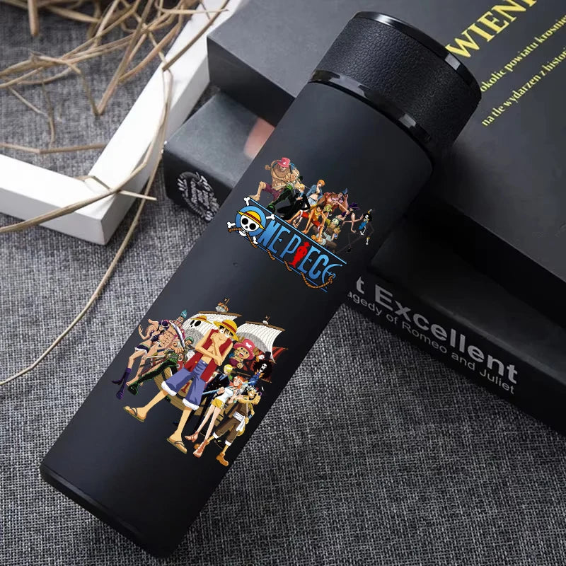 One Piece 304 Stainless Steel Thermos Cup Pattern Luffy Roronoa Zoro Action Figure High Capacity 500ML Drinking Water Bottle