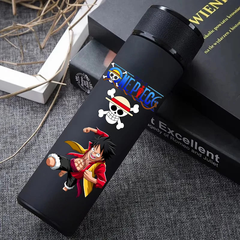 One Piece 304 Stainless Steel Thermos Cup Pattern Luffy Roronoa Zoro Action Figure High Capacity 500ML Drinking Water Bottle