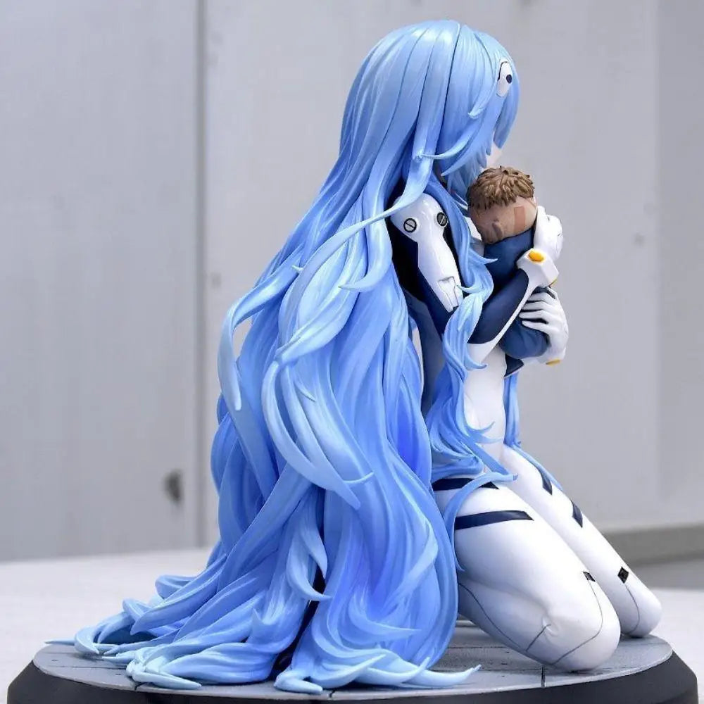 Rei Ayanami Kneeling Figure - Neon Genesis Evangelion Long Hair Anime Model Statue Decor