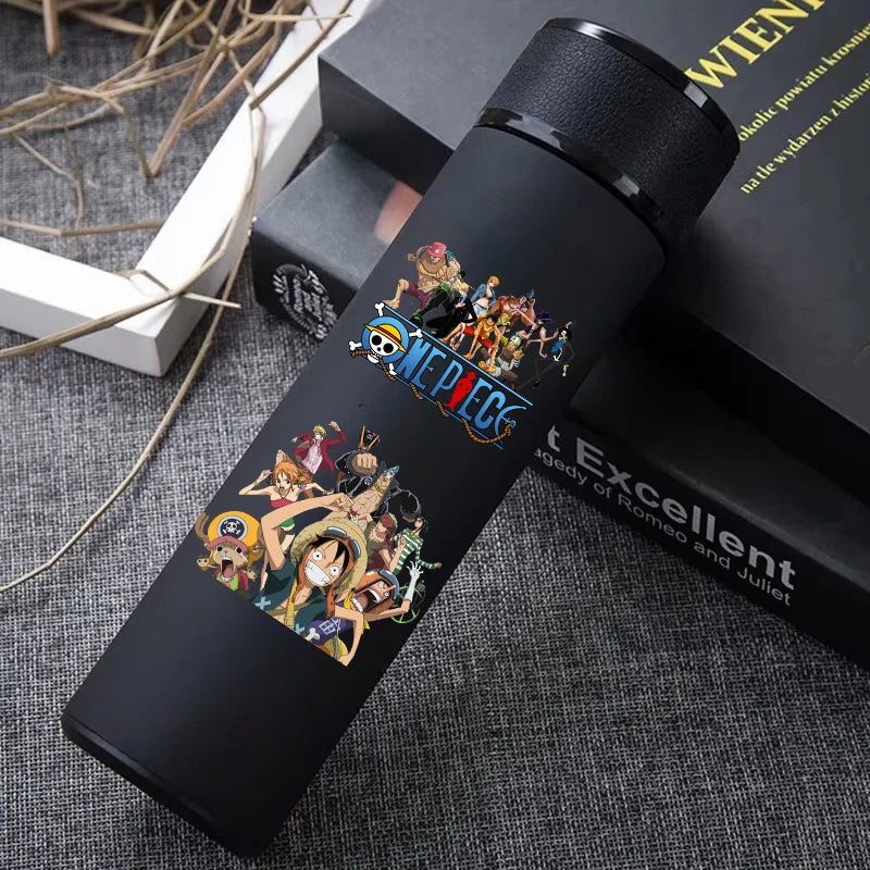 One Piece 304 Stainless Steel Thermos Cup Pattern Luffy Roronoa Zoro Action Figure High Capacity 500ML Drinking Water Bottle