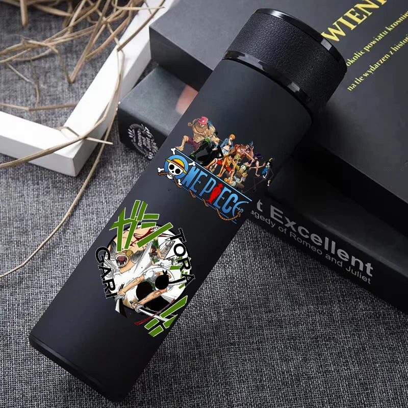 One Piece 304 Stainless Steel Thermos Cup Pattern Luffy Roronoa Zoro Action Figure High Capacity 500ML Drinking Water Bottle