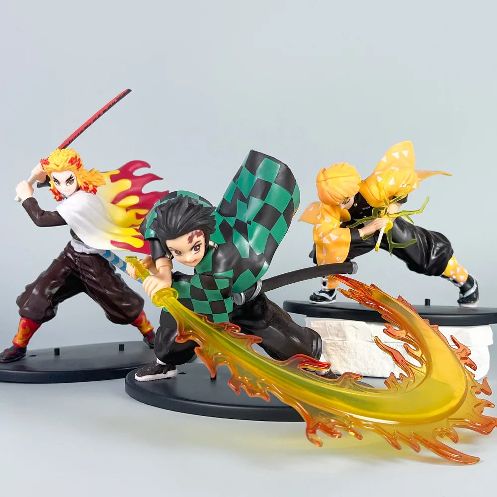 Anime Demon Slayer PVC Figures Tanjirou Zenitsu Kyoujurou Figurines Toy Japan Manga Kimetsu No Yaiba Model Garage Kits Ornaments