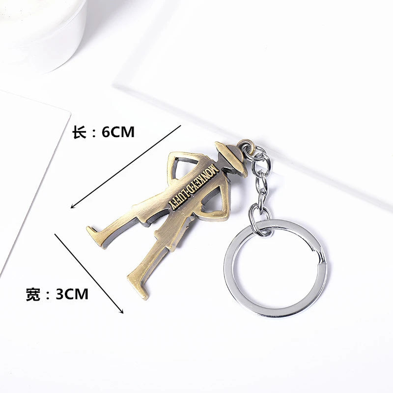 Anime Straw Hat Pirates Metal Keychain Cartoon One Piece Luffy Chopper Edward Newgate Figurine Toys Keyrings Backpack Decor Gift