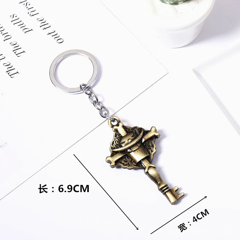 Anime Straw Hat Pirates Metal Keychain Cartoon One Piece Luffy Chopper Edward Newgate Figurine Toys Keyrings Backpack Decor Gift