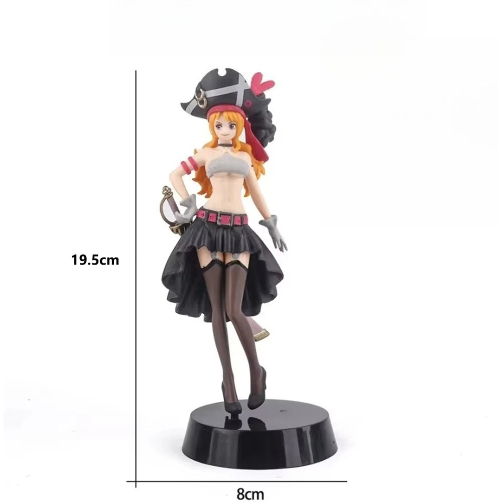 19.5CM Anime One Piece Nami Black Clothes Action Figure ONE PIECE FILM RED Dress Up Figurine PVC Collectible Model Toy Kid Gift