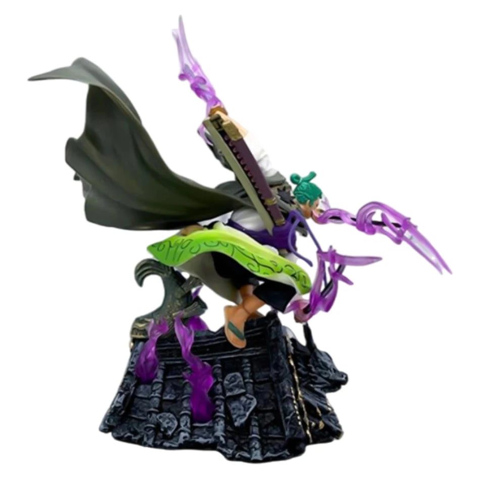 22CM One Piece Anime Action Figure Roronoa Zoro Three Sword Style Roof Scene PVC Collection Model Statue Toy Gift