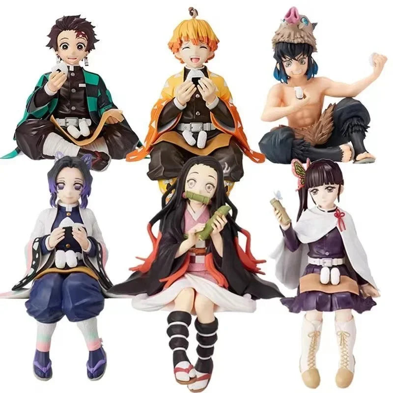 NEW Anime Demon Slayer Sit Eating High Quality Rice Figure All Style Tanjirou Nezuko Kyoujurou Tengen Tokitou Muichirou Figurine