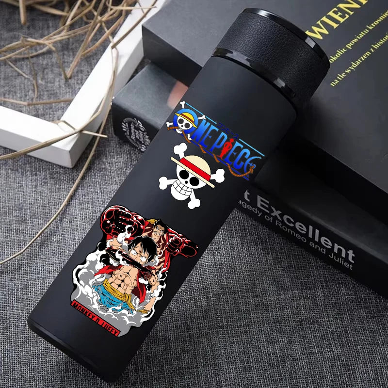 One Piece 304 Stainless Steel Thermos Cup Pattern Luffy Roronoa Zoro Action Figure High Capacity 500ML Drinking Water Bottle