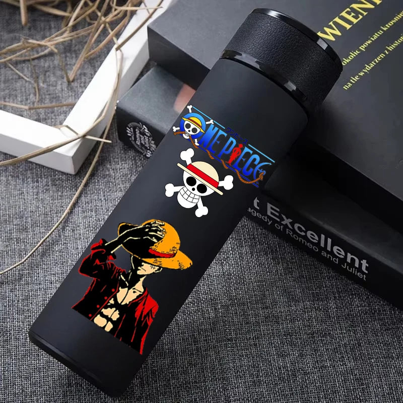 One Piece 304 Stainless Steel Thermos Cup Pattern Luffy Roronoa Zoro Action Figure High Capacity 500ML Drinking Water Bottle