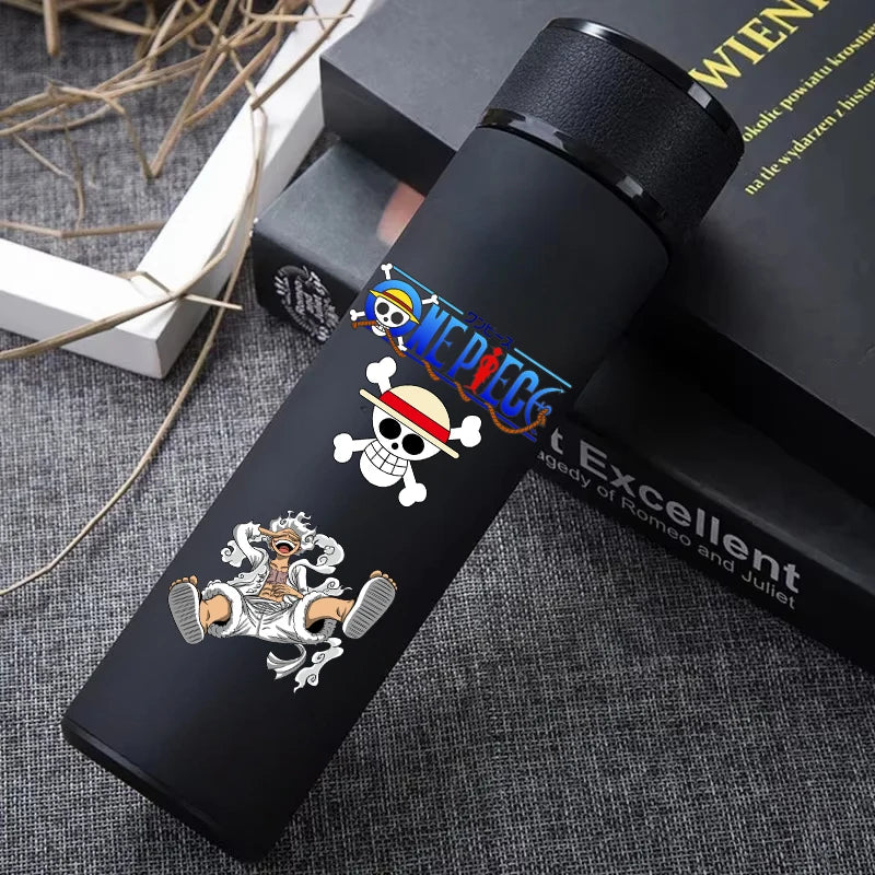 One Piece 304 Stainless Steel Thermos Cup Pattern Luffy Roronoa Zoro Action Figure High Capacity 500ML Drinking Water Bottle