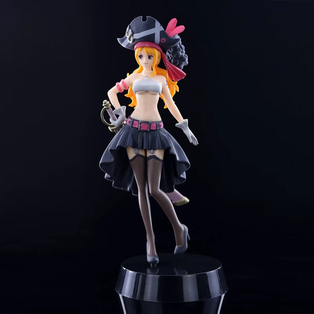 19.5CM Anime One Piece Nami Black Clothes Action Figure ONE PIECE FILM RED Dress Up Figurine PVC Collectible Model Toy Kid Gift