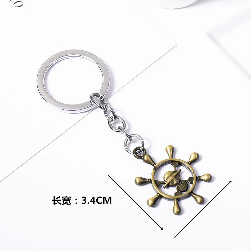 Anime Straw Hat Pirates Metal Keychain Cartoon One Piece Luffy Chopper Edward Newgate Figurine Toys Keyrings Backpack Decor Gift