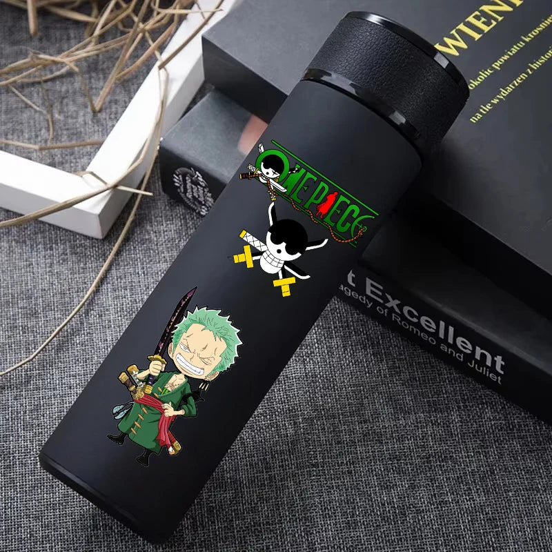 One Piece 304 Stainless Steel Thermos Cup Pattern Luffy Roronoa Zoro Action Figure High Capacity 500ML Drinking Water Bottle