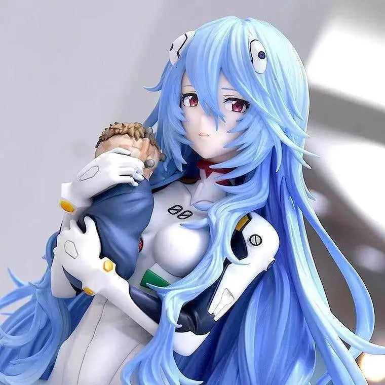 Rei Ayanami Kneeling Figure - Neon Genesis Evangelion Long Hair Anime Model Statue Decor