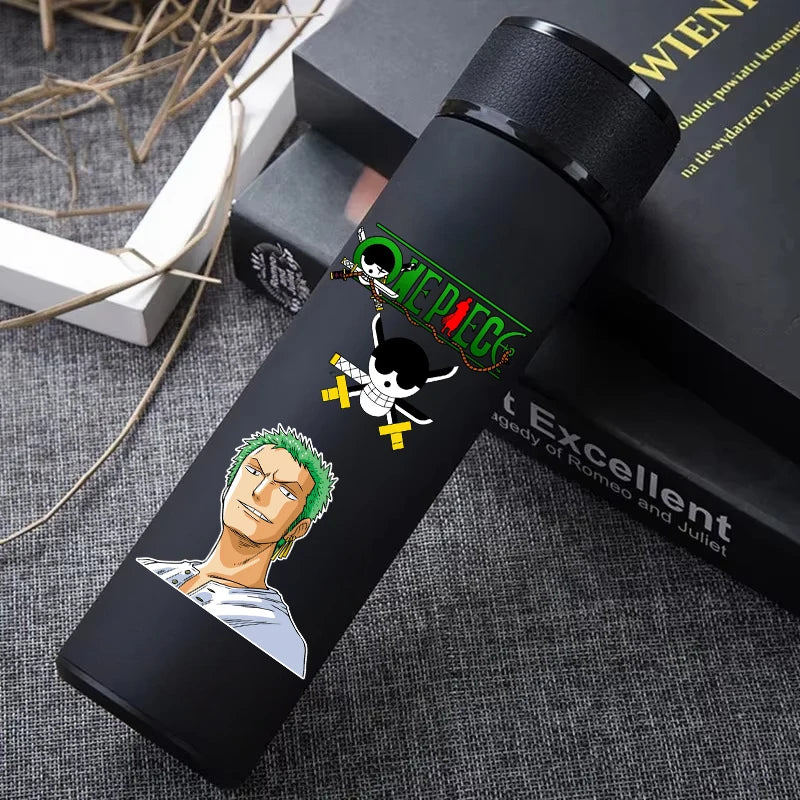 One Piece 304 Stainless Steel Thermos Cup Pattern Luffy Roronoa Zoro Action Figure High Capacity 500ML Drinking Water Bottle
