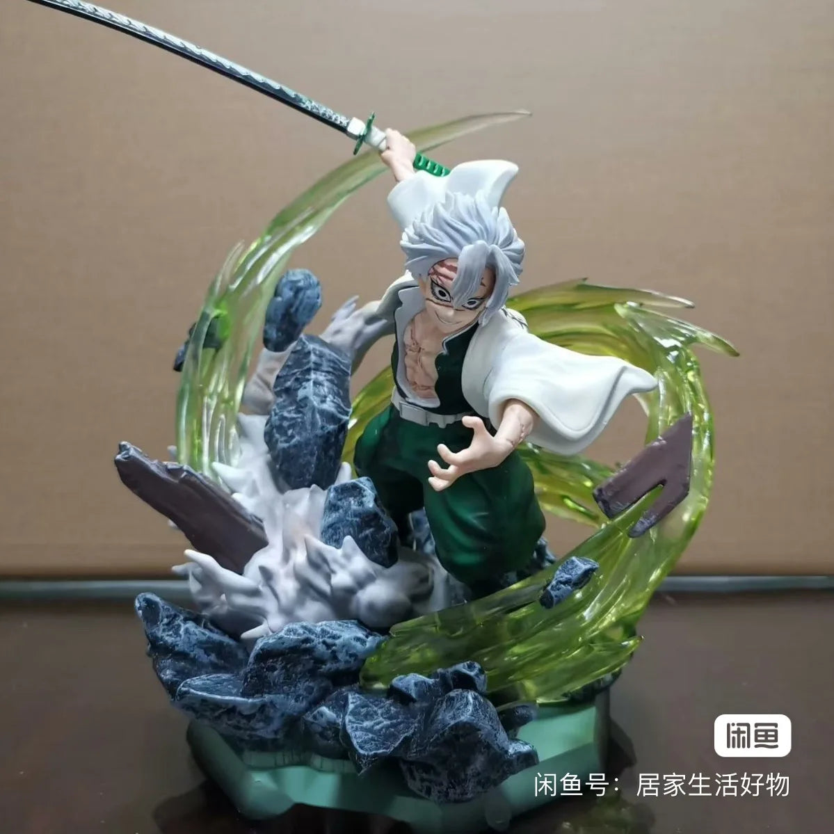 Demon Slayer Figure Gk Shinazugawa Sanemi Wind Column Luminous Pvc 30Cm Action Figure Collection Standing Model Toys Doll Gifts