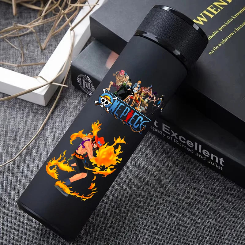 One Piece 304 Stainless Steel Thermos Cup Pattern Luffy Roronoa Zoro Action Figure High Capacity 500ML Drinking Water Bottle