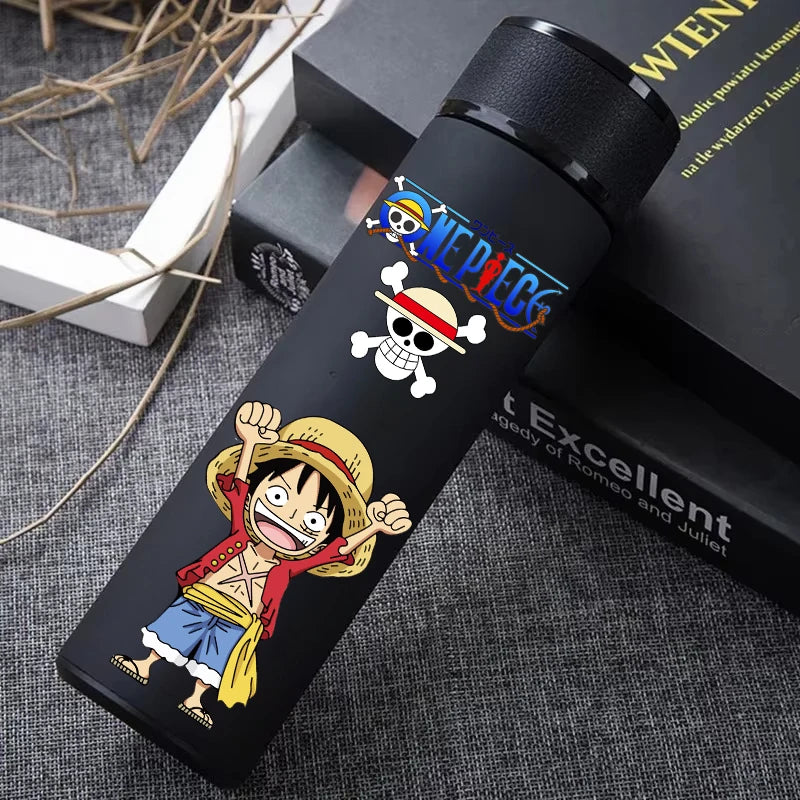 One Piece 304 Stainless Steel Thermos Cup Pattern Luffy Roronoa Zoro Action Figure High Capacity 500ML Drinking Water Bottle