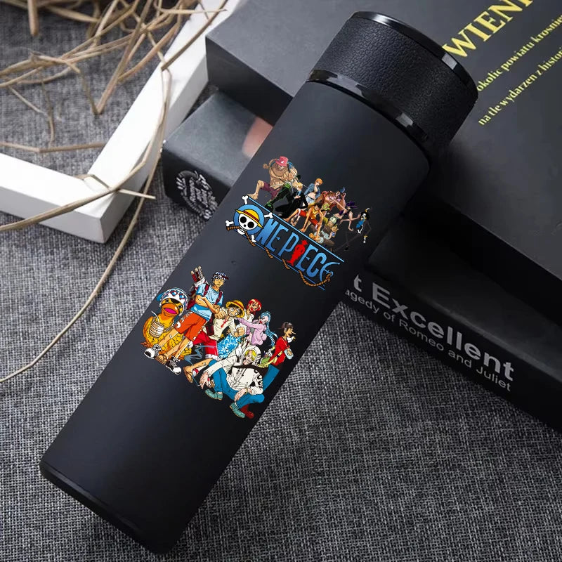 One Piece 304 Stainless Steel Thermos Cup Pattern Luffy Roronoa Zoro Action Figure High Capacity 500ML Drinking Water Bottle