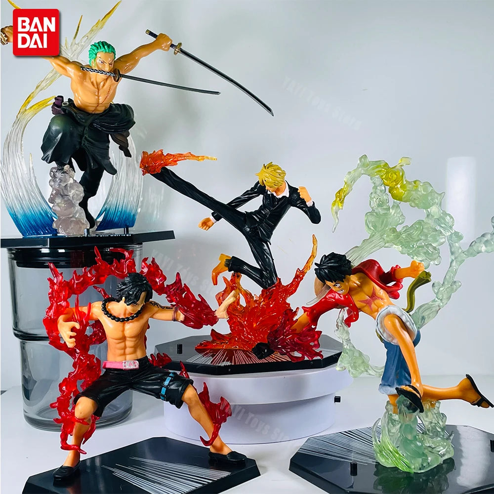 One Piece Anime Luffy Ace Sanji Zoro Battle Model Action Figure Fire Fist Sabo Three-Knife Ghost Dolls PVC Toys New