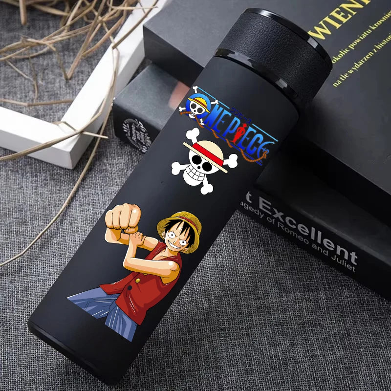 One Piece 304 Stainless Steel Thermos Cup Pattern Luffy Roronoa Zoro Action Figure High Capacity 500ML Drinking Water Bottle