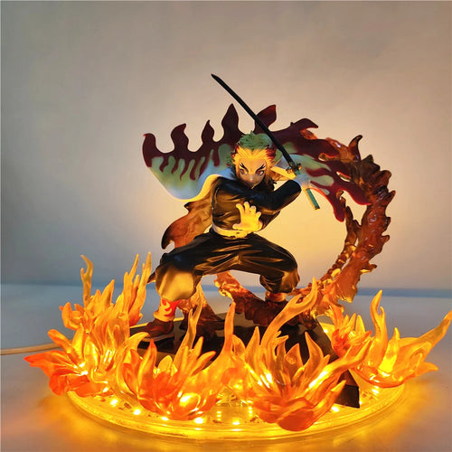 Demon Slayer Anime Rengoku Kyoujurou Led Lamp Bulb Action Figures Model Figurine Figure & Base & Lamp DIY Decoration Toys