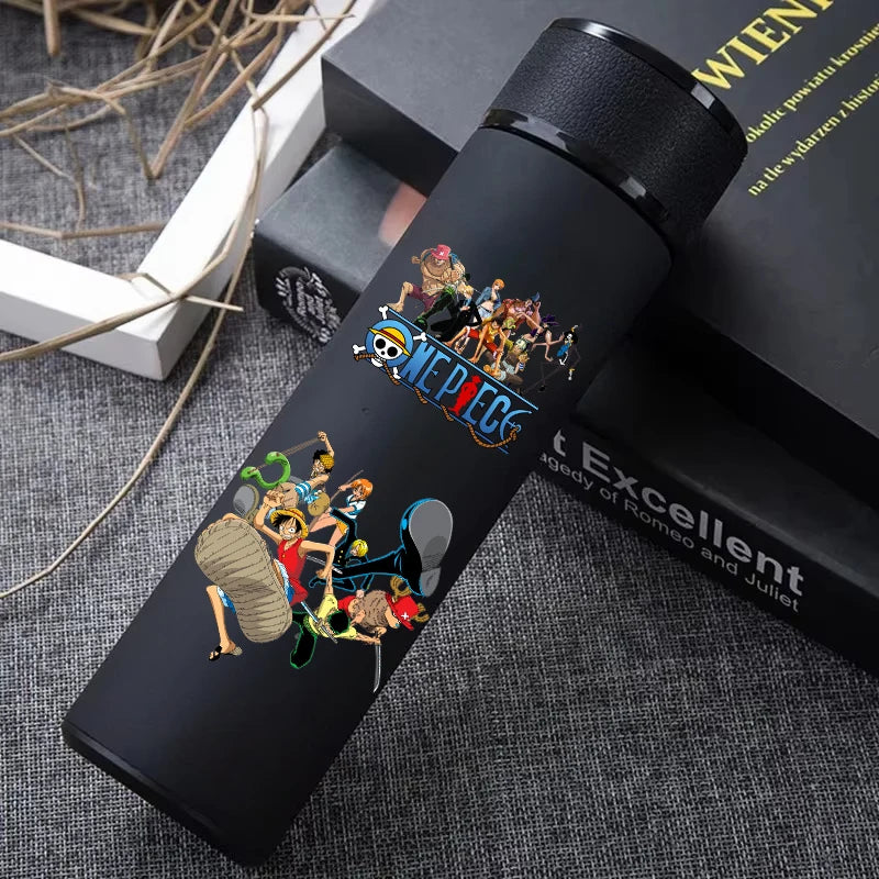One Piece 304 Stainless Steel Thermos Cup Pattern Luffy Roronoa Zoro Action Figure High Capacity 500ML Drinking Water Bottle