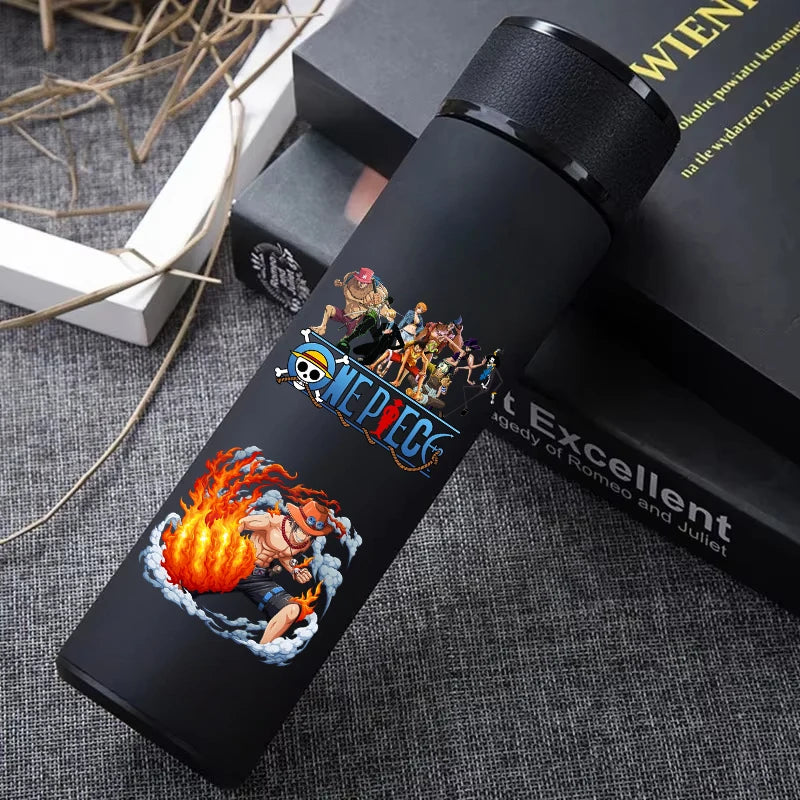 One Piece 304 Stainless Steel Thermos Cup Pattern Luffy Roronoa Zoro Action Figure High Capacity 500ML Drinking Water Bottle