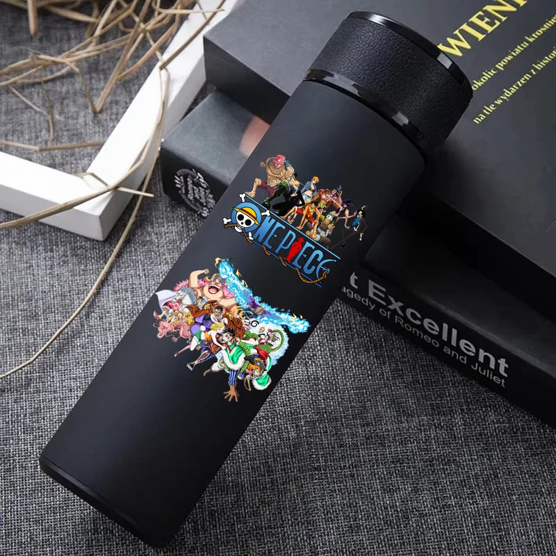 One Piece 304 Stainless Steel Thermos Cup Pattern Luffy Roronoa Zoro Action Figure High Capacity 500ML Drinking Water Bottle