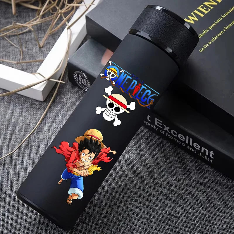 One Piece 304 Stainless Steel Thermos Cup Pattern Luffy Roronoa Zoro Action Figure High Capacity 500ML Drinking Water Bottle