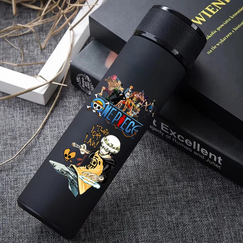 One Piece 304 Stainless Steel Thermos Cup Pattern Luffy Roronoa Zoro Action Figure High Capacity 500ML Drinking Water Bottle