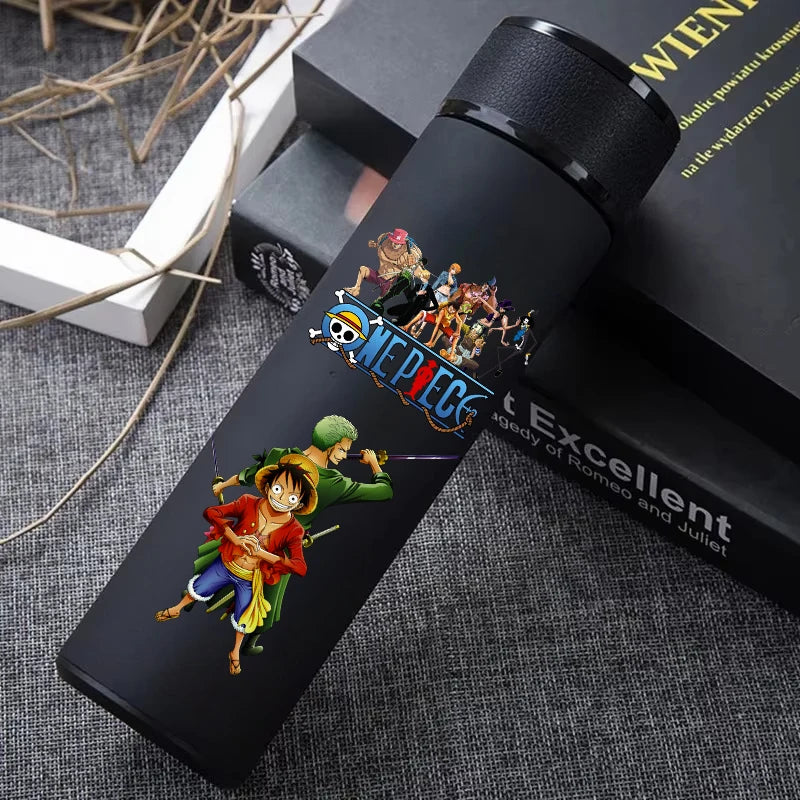 One Piece 304 Stainless Steel Thermos Cup Pattern Luffy Roronoa Zoro Action Figure High Capacity 500ML Drinking Water Bottle