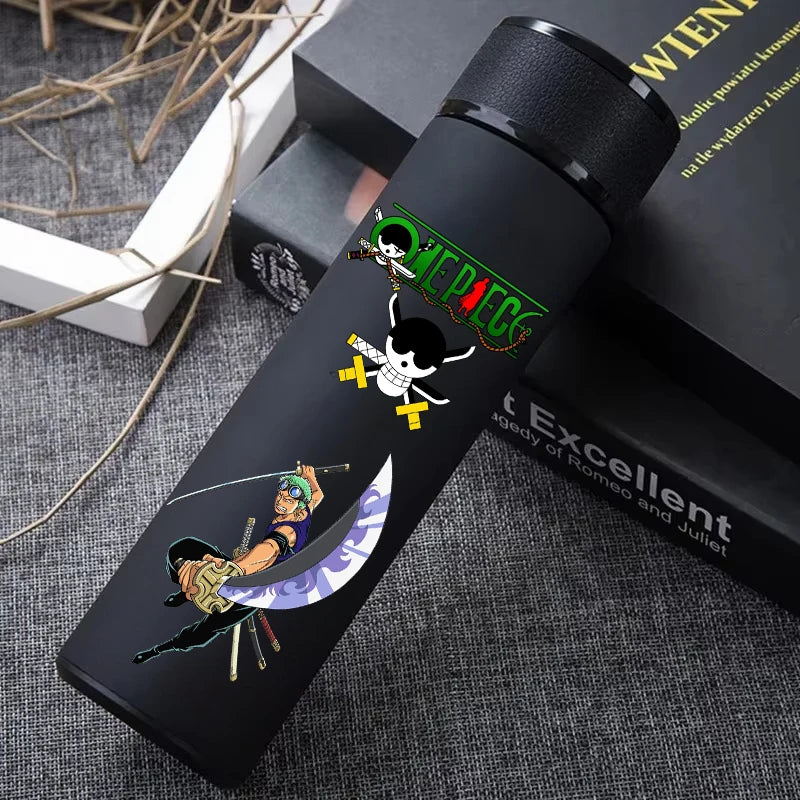 One Piece 304 Stainless Steel Thermos Cup Pattern Luffy Roronoa Zoro Action Figure High Capacity 500ML Drinking Water Bottle