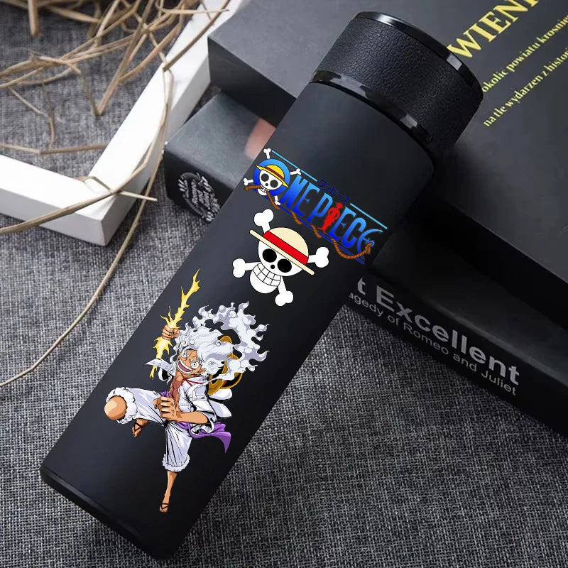 One Piece 304 Stainless Steel Thermos Cup Pattern Luffy Roronoa Zoro Action Figure High Capacity 500ML Drinking Water Bottle