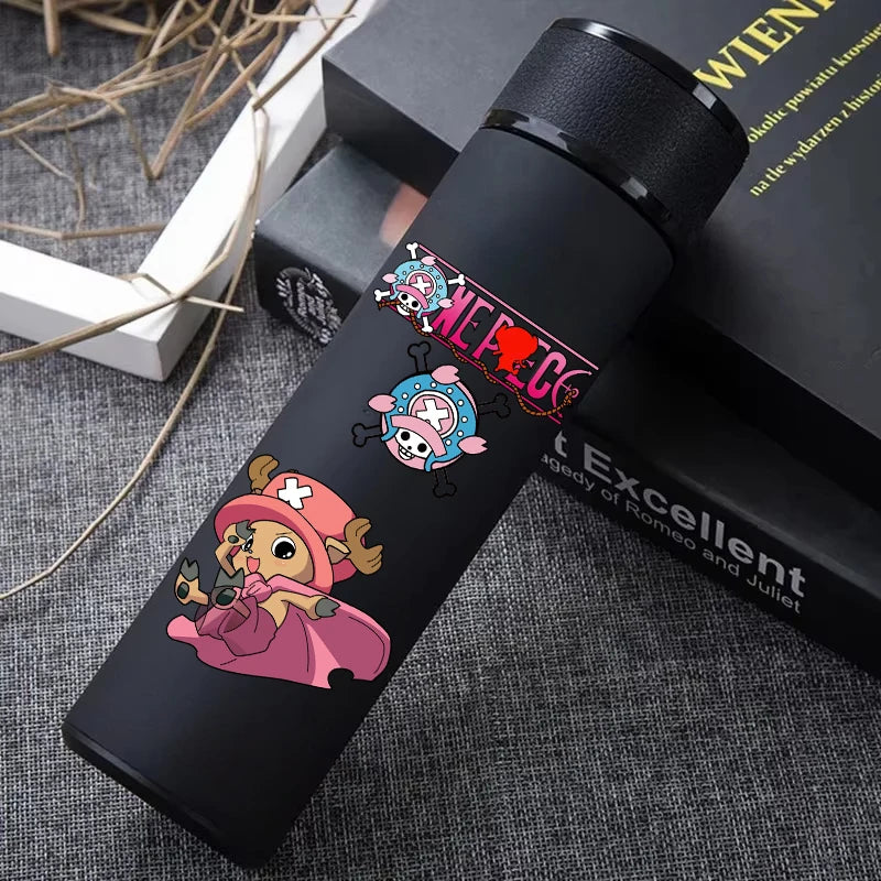 One Piece 304 Stainless Steel Thermos Cup Pattern Luffy Roronoa Zoro Action Figure High Capacity 500ML Drinking Water Bottle