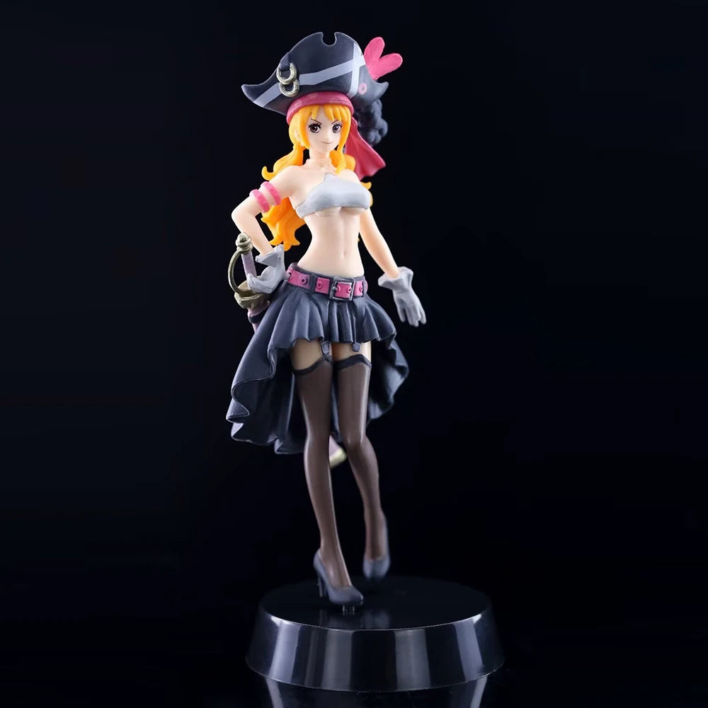 19.5CM Anime One Piece Nami Black Clothes Action Figure ONE PIECE FILM RED Dress Up Figurine PVC Collectible Model Toy Kid Gift