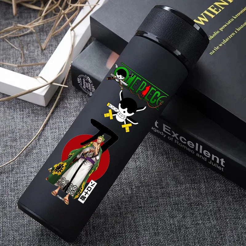 One Piece 304 Stainless Steel Thermos Cup Pattern Luffy Roronoa Zoro Action Figure High Capacity 500ML Drinking Water Bottle