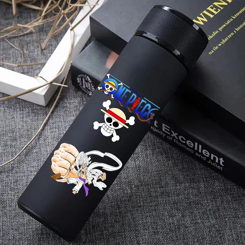 One Piece 304 Stainless Steel Thermos Cup Pattern Luffy Roronoa Zoro Action Figure High Capacity 500ML Drinking Water Bottle