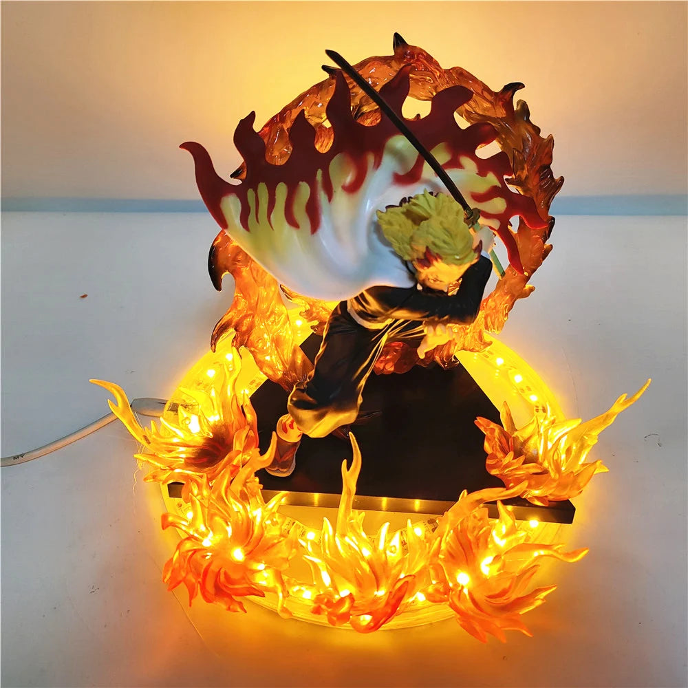 Demon Slayer Anime Rengoku Kyoujurou Led Lamp Bulb Action Figures Model Figurine Figure & Base & Lamp DIY Decoration Toys