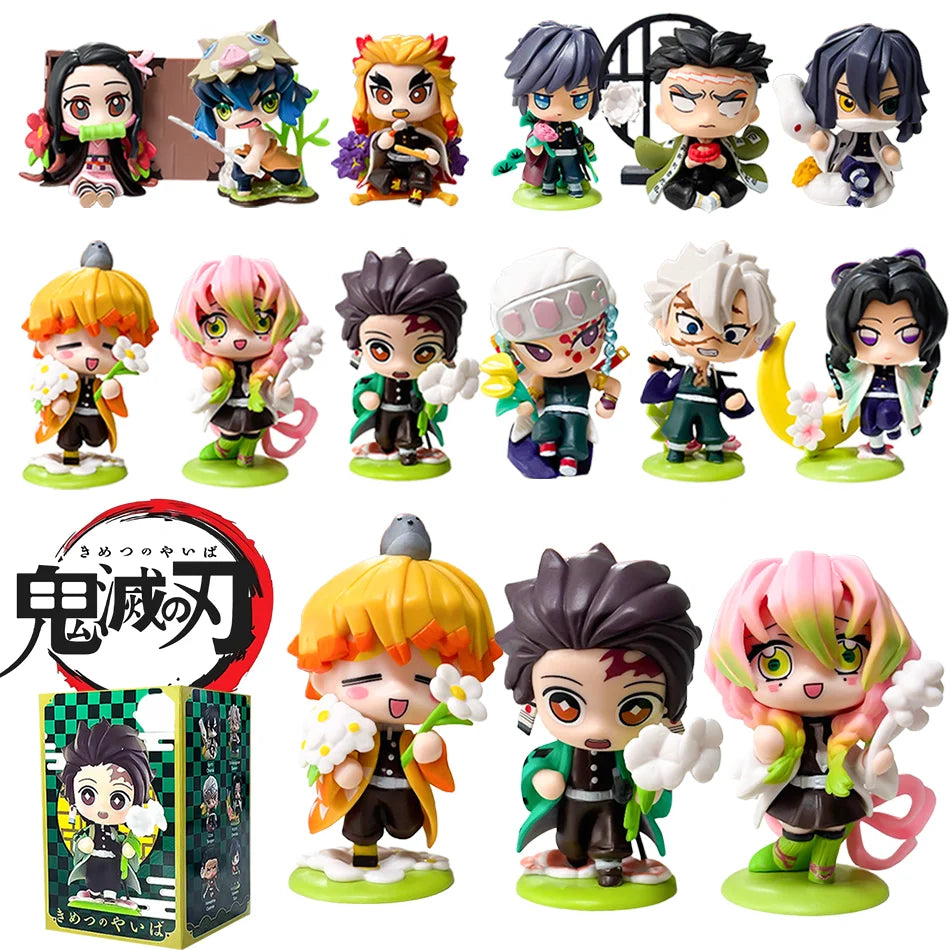 Demon Slayer Tanjiro Kamado Nezuko Anime Cartoon Figure Blind Box Creative Personalized Statue Model Ornament Surprise Gift Box