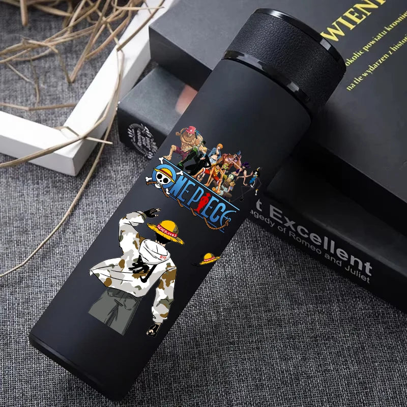 One Piece 304 Stainless Steel Thermos Cup Pattern Luffy Roronoa Zoro Action Figure High Capacity 500ML Drinking Water Bottle