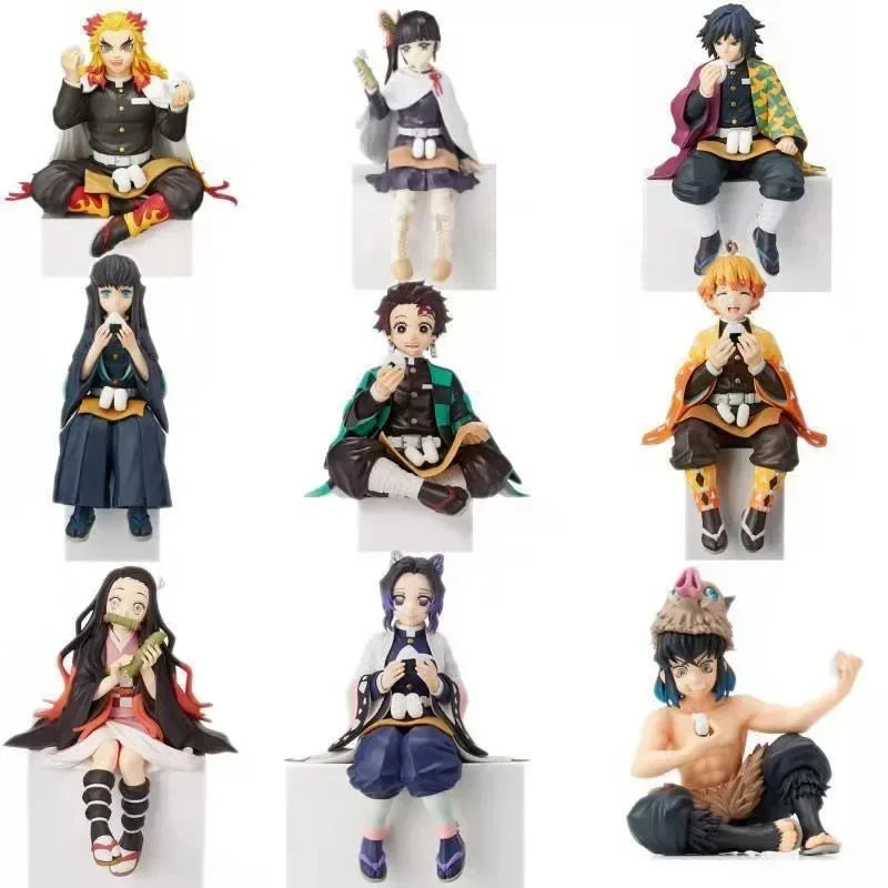NEW Anime Demon Slayer Sit Eating High Quality Rice Figure All Style Tanjirou Nezuko Kyoujurou Tengen Tokitou Muichirou Figurine