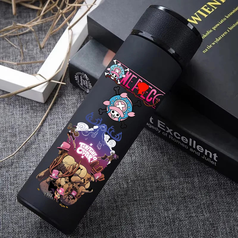 One Piece 304 Stainless Steel Thermos Cup Pattern Luffy Roronoa Zoro Action Figure High Capacity 500ML Drinking Water Bottle