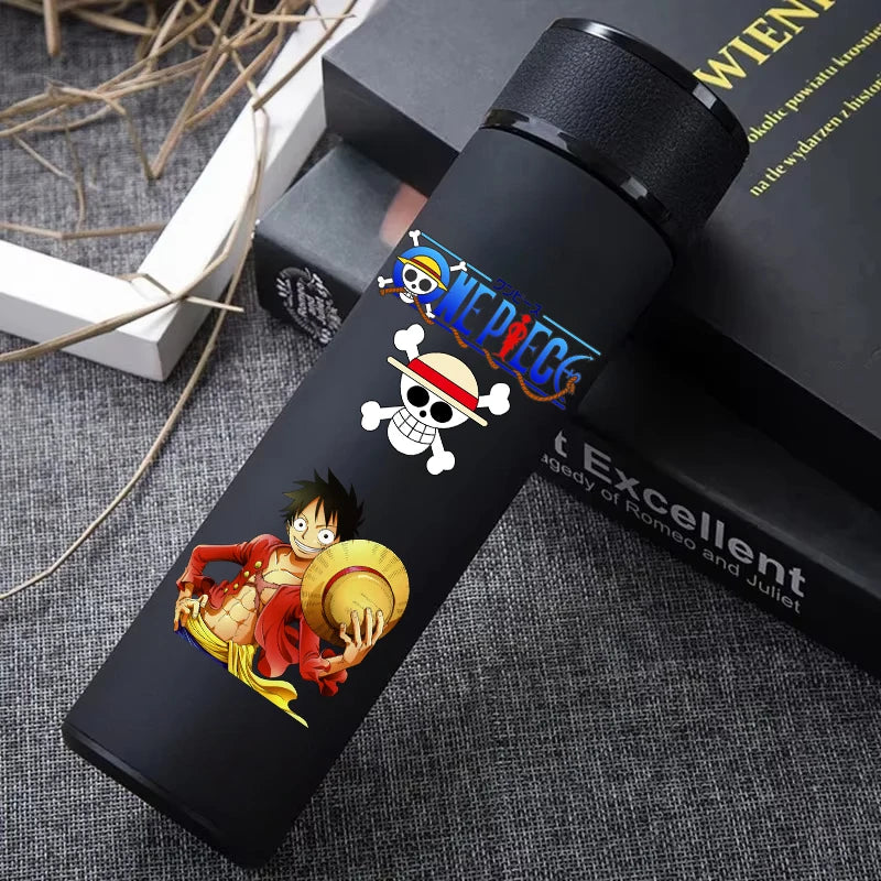 One Piece 304 Stainless Steel Thermos Cup Pattern Luffy Roronoa Zoro Action Figure High Capacity 500ML Drinking Water Bottle