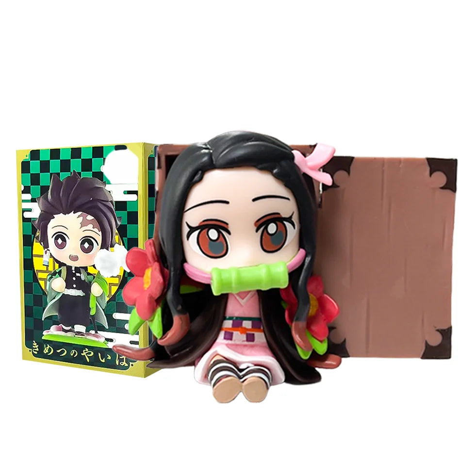 Demon Slayer Tanjiro Kamado Nezuko Anime Cartoon Figure Blind Box Creative Personalized Statue Model Ornament Surprise Gift Box
