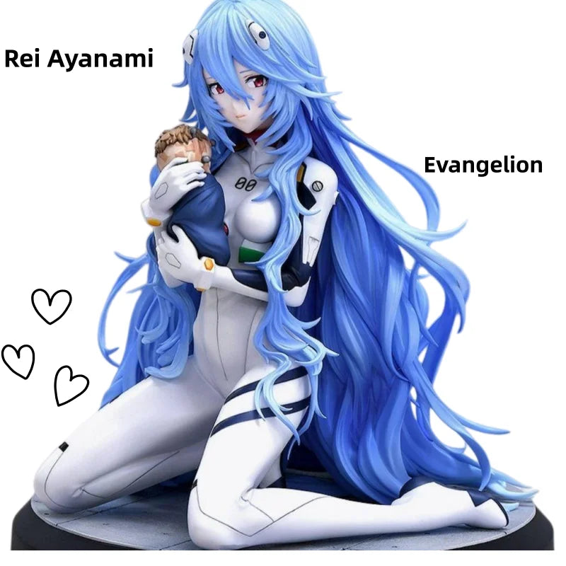 Rei Ayanami Kneeling Figure - Neon Genesis Evangelion Long Hair Anime Model Statue Decor