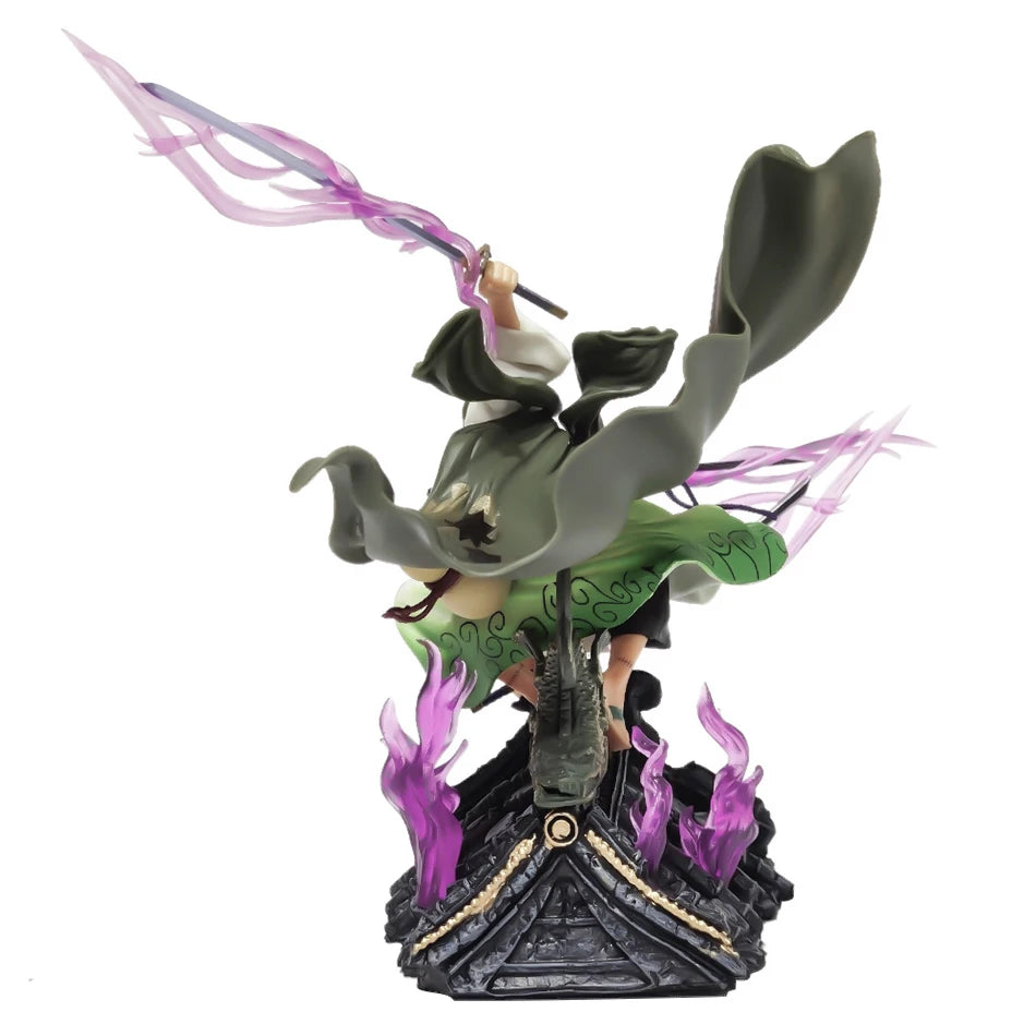22CM One Piece Anime Action Figure Roronoa Zoro Three Sword Style Roof Scene PVC Collection Model Statue Toy Gift