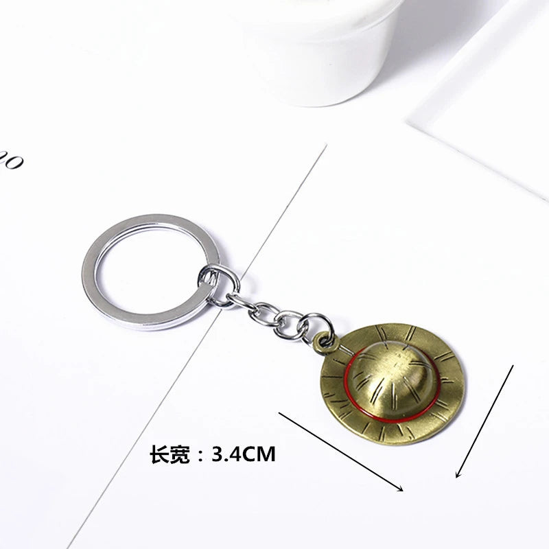 Anime Straw Hat Pirates Metal Keychain Cartoon One Piece Luffy Chopper Edward Newgate Figurine Toys Keyrings Backpack Decor Gift