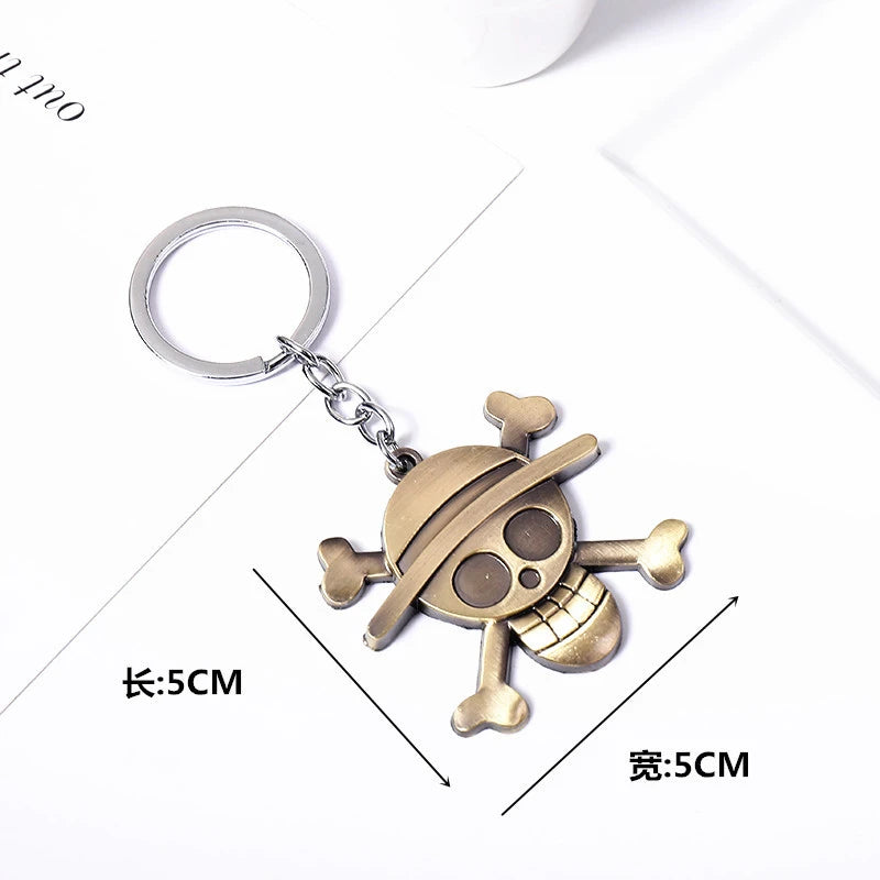 Anime Straw Hat Pirates Metal Keychain Cartoon One Piece Luffy Chopper Edward Newgate Figurine Toys Keyrings Backpack Decor Gift