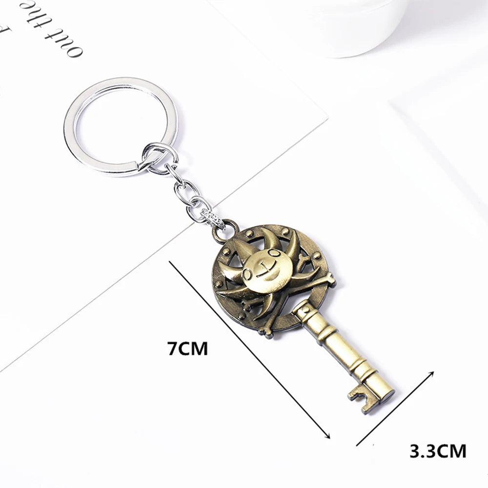 Anime Straw Hat Pirates Metal Keychain Cartoon One Piece Luffy Chopper Edward Newgate Figurine Toys Keyrings Backpack Decor Gift